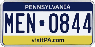 PA license plate MEN0844
