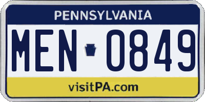 PA license plate MEN0849