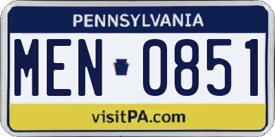 PA license plate MEN0851