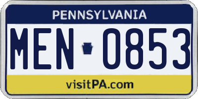 PA license plate MEN0853