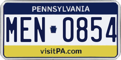 PA license plate MEN0854