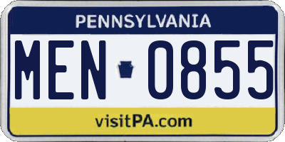 PA license plate MEN0855
