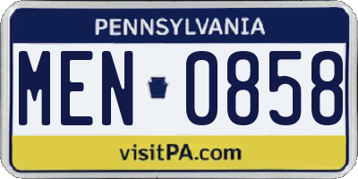 PA license plate MEN0858