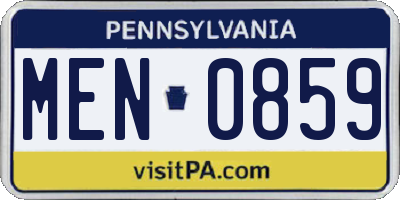 PA license plate MEN0859