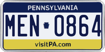 PA license plate MEN0864