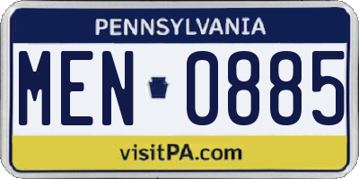 PA license plate MEN0885