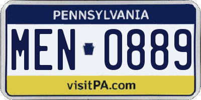 PA license plate MEN0889