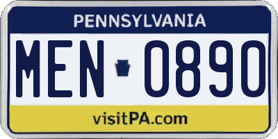 PA license plate MEN0890