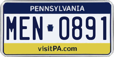 PA license plate MEN0891