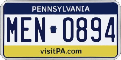PA license plate MEN0894