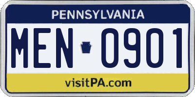 PA license plate MEN0901