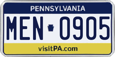 PA license plate MEN0905