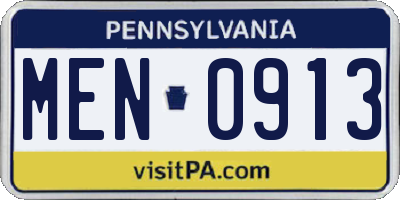 PA license plate MEN0913