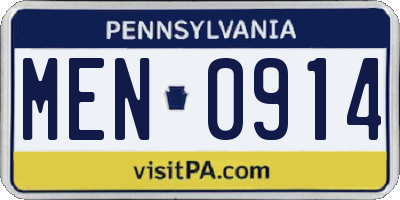 PA license plate MEN0914