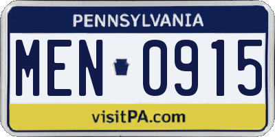 PA license plate MEN0915