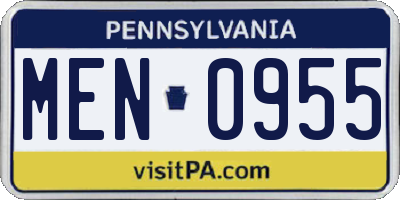 PA license plate MEN0955