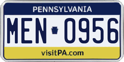 PA license plate MEN0956