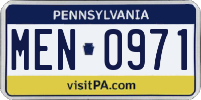 PA license plate MEN0971