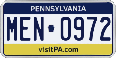 PA license plate MEN0972