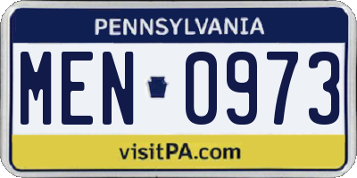PA license plate MEN0973