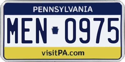 PA license plate MEN0975