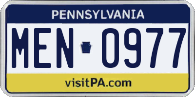 PA license plate MEN0977