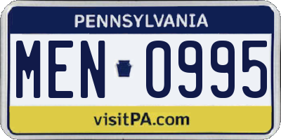 PA license plate MEN0995