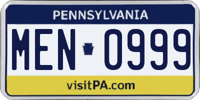 PA license plate MEN0999