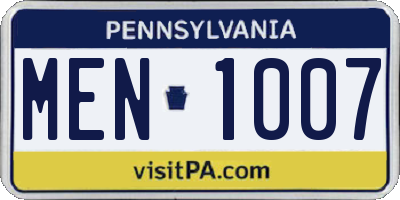 PA license plate MEN1007