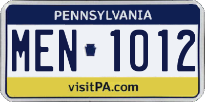 PA license plate MEN1012
