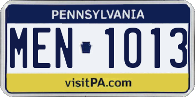 PA license plate MEN1013