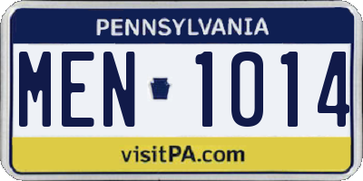 PA license plate MEN1014