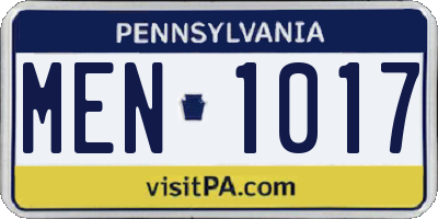 PA license plate MEN1017