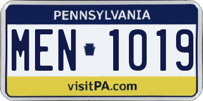 PA license plate MEN1019
