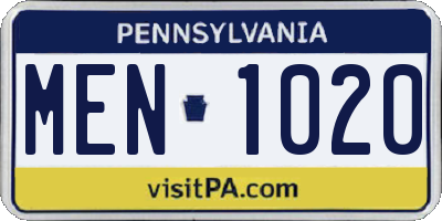 PA license plate MEN1020