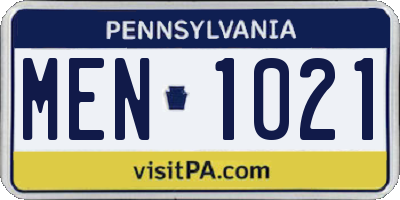 PA license plate MEN1021