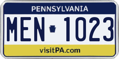 PA license plate MEN1023
