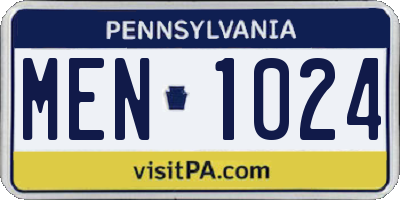 PA license plate MEN1024