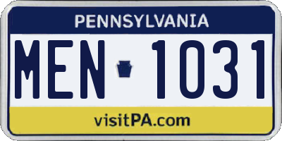 PA license plate MEN1031