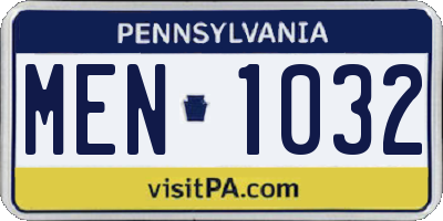PA license plate MEN1032