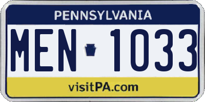 PA license plate MEN1033
