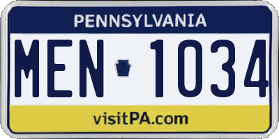 PA license plate MEN1034