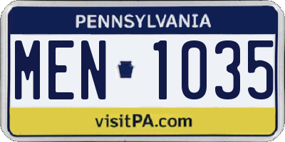 PA license plate MEN1035