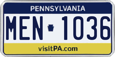 PA license plate MEN1036