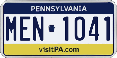PA license plate MEN1041
