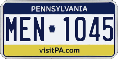 PA license plate MEN1045