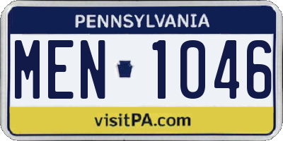 PA license plate MEN1046