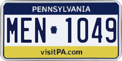 PA license plate MEN1049