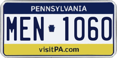 PA license plate MEN1060