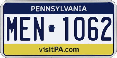 PA license plate MEN1062